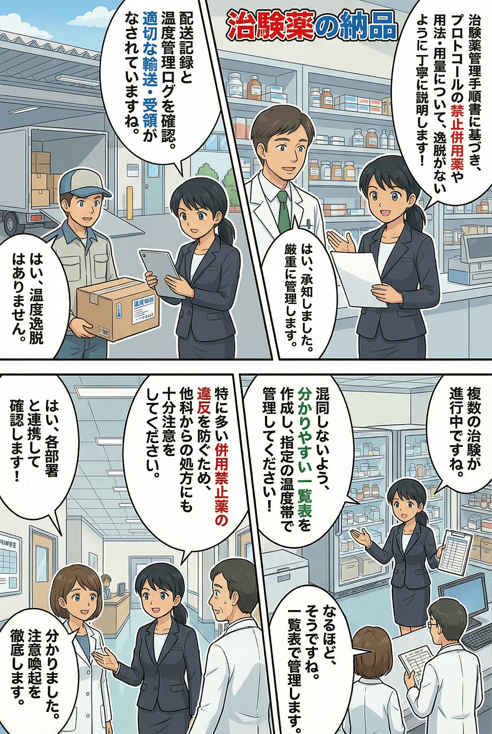 マンガでわかる治験薬の納品
